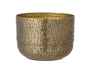 Maceta decorativa de metal con acabado dorado, una combinación perfecta de lujo, elegancia y arte artesanal para interiores modernos - Product Image 3