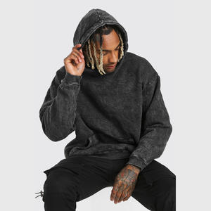 Sun Faded Custom Acid Wash Hoodies High Gsm Stone Washed Sudadera con capucha y pantalones de chándal para hombre - Product Image 4