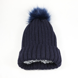 Moda Unisex de punto personalizado Beanie sombreros extraíble Pom Bulk invierno mancha forrado seda interior gorros - Product Image 3