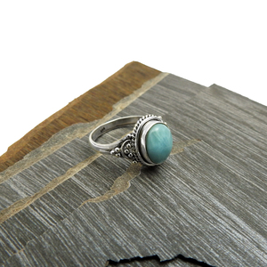 Magnifique conception 925 argent Sterling naturel Larimar pierre précieuse bague de forme ovale pour un usage quotidien fabricant de bijoux faits à la main - Product Image 4