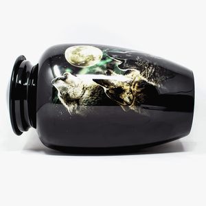 Urne pour Cendres Adulte Homme/Femme Loup-3 Loups Urne de Crémation pour Cendres Humaines Urne de Crémation en Métal Fabriquée à la Main - Product Image 5