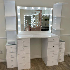 Bureau de courtoisie <span class=keywords><strong>pratique</strong></span> avec grand miroir à assemblage facile adapté aux détaillants de meubles bureau de vanité pour dessus en verre de maquillage - Product Image 1