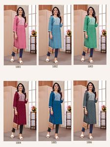 Viscose Rayon Print Embroidery Work Long <b>Kurtis</b> - Product Image 6