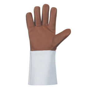 Venta al por mayor de guantes de cuero de vaca de calidad superior resistente al fuego Spark empapado Forro de protección laboral guantes de soldadura suave - Product Image 5