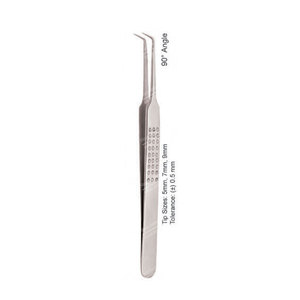 Pince à épiler d'extension de cils en acier inoxydable à 90 angles, couleur argentée, différents modèles - Product Image 6