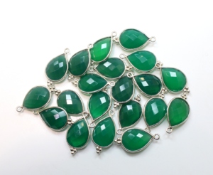 925 Sterling Silver Green Onyx Facettes Poire Forme Pendentif Lunette Réglage 10X14MM pour Mariages Anniversaires Fêtes Fiançailles - Product Image 2