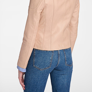 Nuevas chaquetas de cuero de mujer con cremallera de alta calidad de Pakistán Original de piel de oveja moda transpirable para invierno - Product Image 5