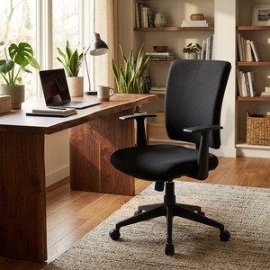 New Orleans Contemporary Office <b>Chair</b> Black Padded Task <b>Chair</b> Adjustable Headrest Ergonomic Wood for Home Office Executive - Product Image 4