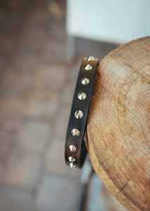 Collier de chien clouté classique de 20mm en produits de cheval noir - Product Image 5