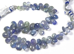 9 brins de perles de poire de tanzanite africaine bio naturelle 6-12mm bleu verdâtre bijoux à facettes pierres précieuses en vrac à facettes" - Product Image 3