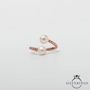 Anillo de Plata de Ley 925 con Incrustaciones de Piedras Preciosas y Perla en Forma de Mano, Talla Única, para Regalo - Product Image 6