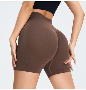 Shorts de Yoga de Cintura Alta, Elásticos, Color Durazno, Pantalones Deportivos de Tres Puntos, Versátiles, al por Mayor - Product Image 4