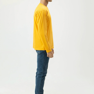 Tùy chỉnh người đàn ông dài tay áo màu vàng t Áo <span class=keywords><strong>s</strong></span>ơ mi chất lượng cao Slim fit dài tay áo phong cách mới O Neck T-Shirts OEM Dịch vụ tốt nhất bán - Product Image 3