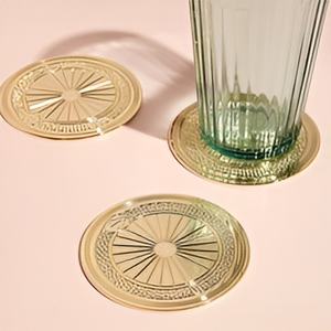 ชุดถาดรองแก้วโลหะทองเหลืองทรงกลมออกแบบได้ตามต้องการสำหรับเครื่องดื่มเป็นมิตรต่อสิ่งแวดล้อมสำหรับอุตสาหกรรมสมัยใหม่ - Product Image 1