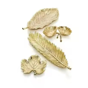 Ensemble de 2 plats de service pour bonbons en forme de feuille au design attrayant, en métal doré, pour fournisseur en gros au meilleur prix - Product Image 6