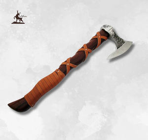 Handmade Industrial Grade Carbon Steel Viking <b>Axe</b> with Wooden Handle and Leather Sheath Personalized Gift for Men's Camping - Product Image 2