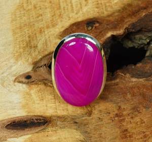 Pink Botswana Agate Sterling Silver Ring Handmade Jewelry US Size 6 For <b>Women</b> - Product Image 1