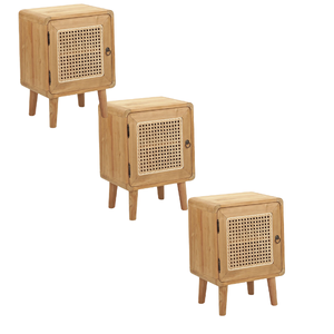 Mesita de noche de madera maciza simple moderna pequeña mesita de noche de ratán hogar pequeño casillero piso mesita de noche hecho en Indonesia - Product Image 5