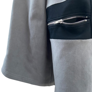 เสื้อมีฮู้ดแบบซิปสำหรับผู้ชาย, เสื้อแนวสตรีทโอเวอร์ไซส์ผ้าคอตตอนสีพื้นสวมใส่สบาย - Product Image 5