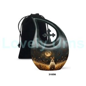 Urna de cremación conmemorativa Moonlit Fawn para cenizas humanas Urna cruzada de lágrima grande decorativa con bolsa de terciopelo gratis - Product Image 4
