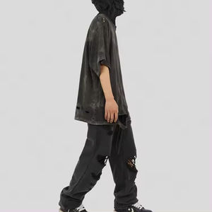 T-shirt personnalisé lavé à l'acide avec épaules tombantes Vêtements pour hommes Gym Wear Bulk mens t-shirts - Product Image 3