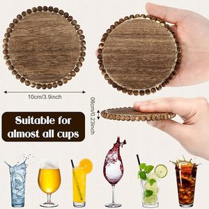 Best Theme Design Wood and Wooden Beads <b>Table</b> <b>Coaster</b> Best for Parties and Other Functions Tableware Decorative Design - Product Image 1