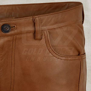 Marque privée Pantalons en cuir pour hommes à vendre Pantalons en cuir pour hommes de couleur unie Pantalons en cuir multi-poches - Product Image 6