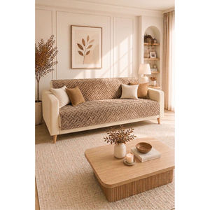 Geometric Patterned Three-Seat Four-Seater Cappuccino <b>Sofa</b> <b>Cover</b> Protective Polyester <b>Cover</b> <b>for</b> Living Room <b>for</b> L-Shape Couches - Product Image 1