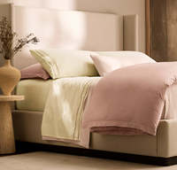 03 Ensemble de literie 4 pièces en coton de qualité supérieure pour hôtel de luxe Drap de lit en percale avec ajourage classique Literie de luxe de qualité supérieure