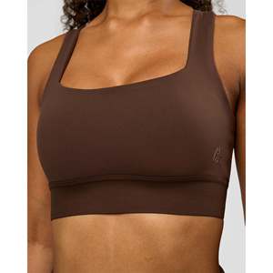 Sujetador deportivo acolchado CF Train Hard para yoga, talla grande, estampado de algodón, color chocolate caliente - Product Image 1