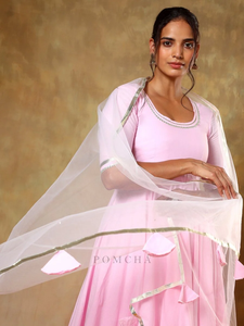 GUZARISH GULABI COTTON ANARKALI SET Floral Design Kurta with Trousers & With Dupatta Sundary Cotton kurta With Dupatta - Product Image 3