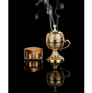 Traditional Islamic Brass Golden Bakhoor & Oud <b>Burner</b> Luxury <b>Incense</b> <b>Holder</b> for Ramadan and Home Fragrance - Product Image 1