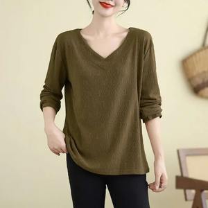 เสื้อสเวตเตอร์ถักคอตตอนออร์แกนิกสำหรับ100% ของผู้หญิงเสื้อสเวตเตอร์สีพื้นระบายอากาศได้ดีดีไซน์ลำลองตามสั่ง - Product Image 2