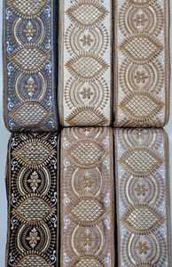 Lacets de travail en fil brodé sur mesure avec des options multicolores en paillettes brodées en largeur de 1.5 pouces en 2 couleurs - Product Image 3