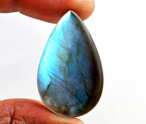 Cabujón de Labradorita Natural con Efectos Ópticos Arcoíris Negro, Brillante y Luminoso, en Forma de Pera, para Colgante, con Cambio de Color - Product Image 3