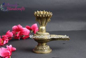 Shiv Puja บูชาตกแต่งบ้านวัด Shivlingam,Shiv Puja รูปปั้นทองเหลืองพร้อมด้วยรูปชบา - Product Image 4