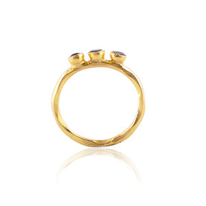 Anillo de Plata de Ley 925 Hecho a Mano con Piedras Preciosas Naturales, Turmalina Multicolor y Baño de Oro - Product Image 3