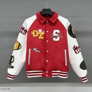 Veste pour homme varsity Logo personnalisé Manches en cuir Broderie Noir Couple Collège Baseball Veste pour homme Veste de baseball noire - Product Image 5