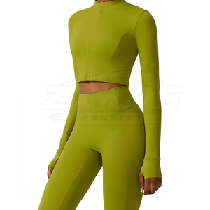 Customized Size Leggings Bra Sets for Woman Quick Dry <b>Yoga</b> Wear With <b>Jacket</b> Style Customized 3 Piece <b>Yoga</b> Set - Product Image 3