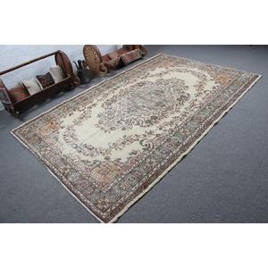 Tapis de 5,8 x 9,3 pieds, tapis turc vintage, tapis Ikat marron vert - Product Image 2