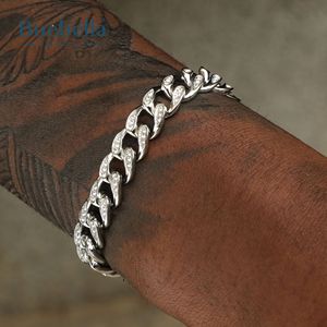 10mm Iced Out White Gold Plated 925 Sterling Silver Tear Drop Miami Cuban Link Bracelet For <b>Men</b> - Product Image 1