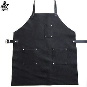 Tablier de cuisine en cuir PU noir bleu Chef, vente en gros, prix bon marché, meilleure qualité - Product Image 4
