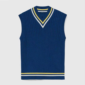 Suéter de Invierno de Algodón Tejido con Cuello en V para Hombres Adultos, Estilo Escolar, Cómodo - Product Image 1