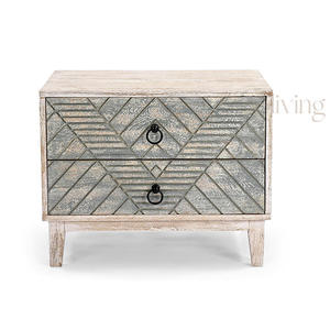Table de chevet moderne en bois massif avec 2 tiroirs – Durable, élégante et fabriquée à la main pour appartement, chambre, salon, bureau à domicile - Product Image 5