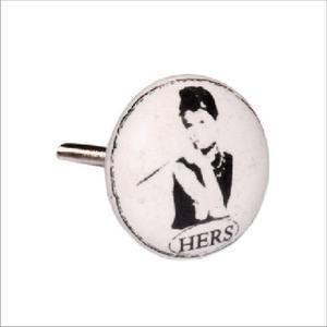 Bouton de meuble rond en céramique blanche de l'exportateur indien décoratif fille dame pour cuisine commode chambre extérieur entrepôt hôtel utilisation - Product Image 1