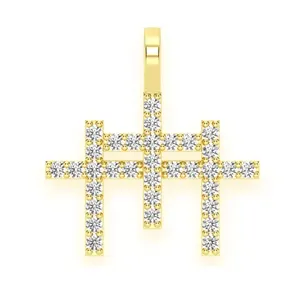 Attractive Pattern IGL Certified 18K Gold 0.5 TCW and 10 Grams DEF Color VVS1 Custom Triple Cross Moissanite Diamond Pendant