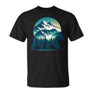 T-shirt d'extérieur Bear Nature Mountain Tree pour hommes et femmes – Collection de vêtements promotionnels - Product Image 1