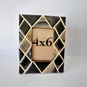 Cadre photo artisanal en corne de buffle naturelle Décoration rustique pour la maison - Product Image 1