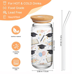 Vaso <span class=keywords><strong>de</strong></span> Vidrio Transparente Portátil con Tapa <span class=keywords><strong>de</strong></span> Bambú, Mini Tarro Mason Redondo <span class=keywords><strong>de</strong></span> 16oz, Regalo Personalizado para el Día <span class=keywords><strong>del</strong></span> <span class=keywords><strong>Maestro</strong></span> o Graduación - Product Image 3