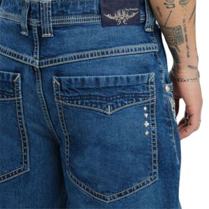 Karatz Jeans à jambes larges de 23 pouces, brodés à la pierre foncée, fils métalliques, matériel de qualité supérieure, denim poncé à la main - Product Image 5